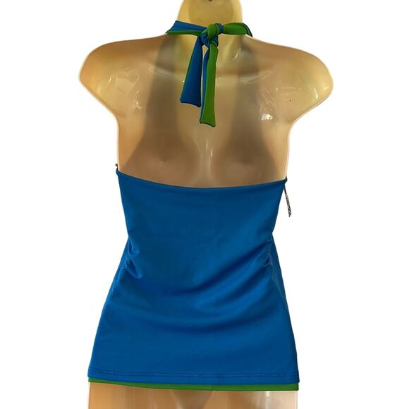 Body Wrappers Reversible Green/Blue Halter Dance Top Adult Size Medium Stretch - Picture 4 of 9